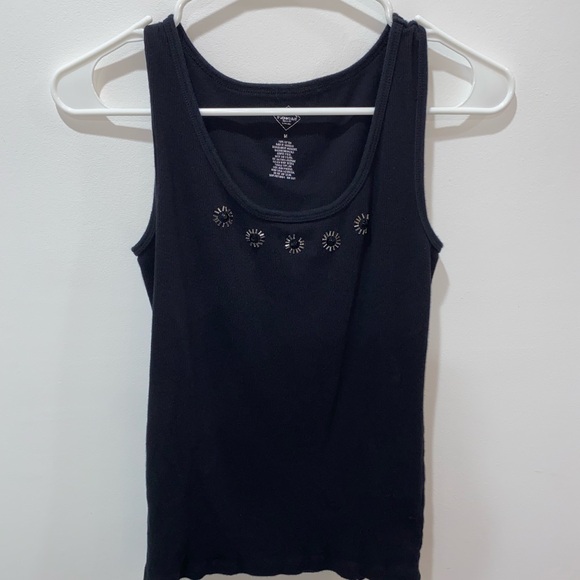 St. John’s Bay Embellished Tank Top, 100% Cotton, women’s medium - Picture 2 of 5